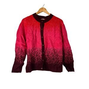 A628696 LOGO By Lori Goldstein Brushed Ombre Button Front Cardigan Barberry XS